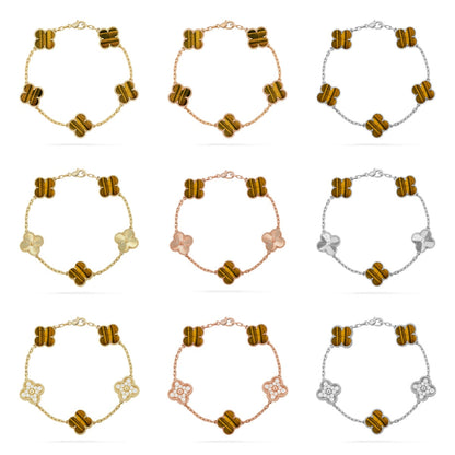 [Glow Jewelry]New  CLOVER 5 MOTIFS TIGER EYE BRACELET COLLECTION