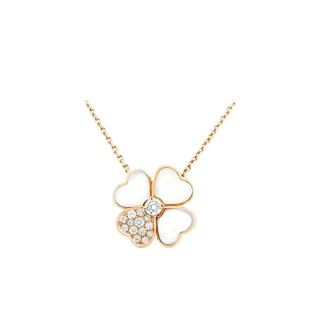 [Glow Jewelry]CLOVER MOP DIAMOND ROSE GOLD NECKLACE