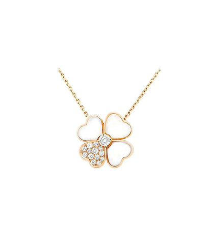 [Glow Jewelry]CLOVER MOP DIAMOND ROSE GOLD NECKLACE