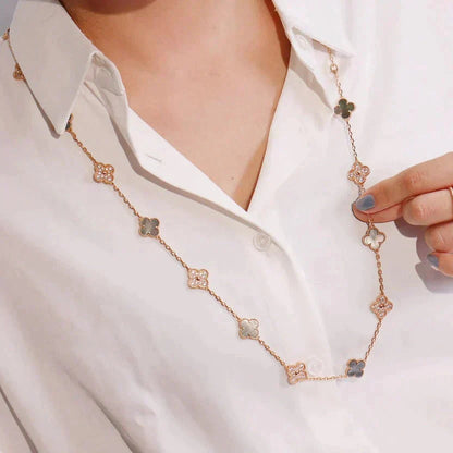 [Glow Jewelry]CLOVER 20 MOTIFS DARK MOP DIAMOND  NECKLACE