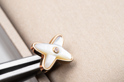 [Glow Jewelry]JEUX DE WHITE MOP ROSE GOLD DIAMOND EARRINGS