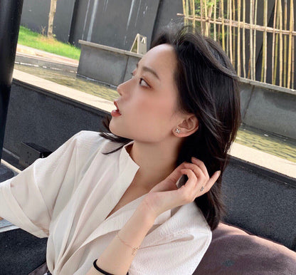 [Glow Jewelry]JEUX DE WHITE MOP ROSE GOLD DIAMOND EARRINGS
