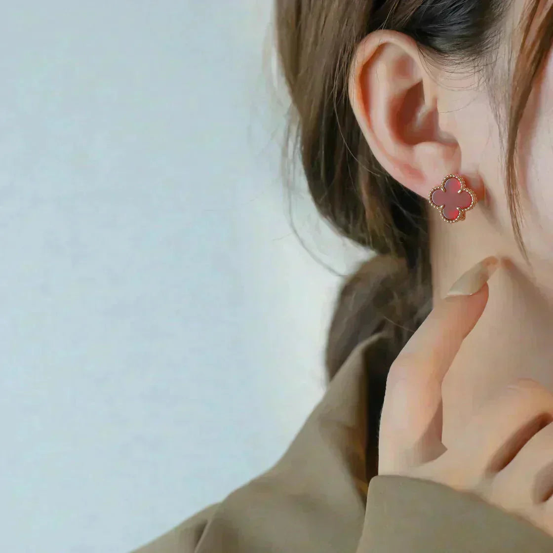 ¡®Glow Jewelry¡¯CLOVER MEDIUM 1 MOTIFS CARNELIAN  EARRINGS