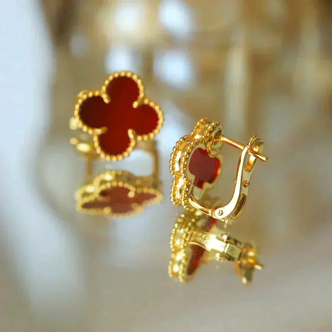 [Glow Jewelry]CLOVER MEDIUM 1 MOTIFS CARNELIAN  EARRINGS