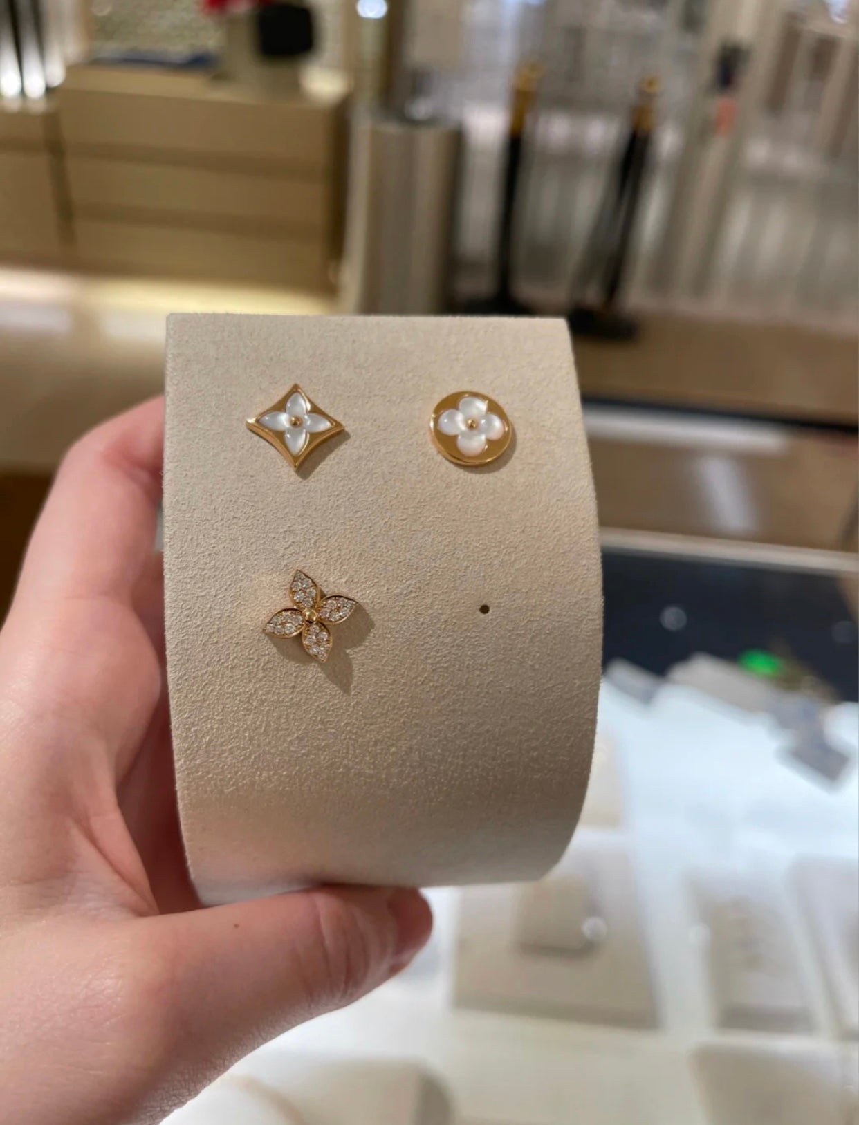 [Glow Jewelry]STAR BLOSSOM STUD EARRINGS PINK GOLD DIAMONDS