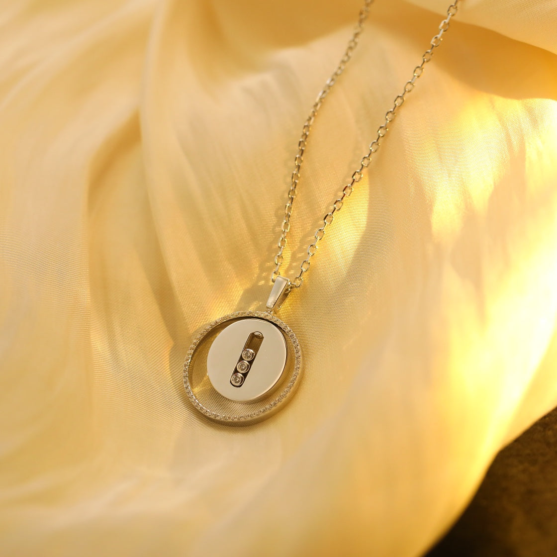 [Glow Jewelry]LUCKY MOVE MM SILVER DIAMOND NECKLACE