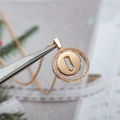 [Glow Jewelry]LUCKY MOVE PM NECKLACE PINK GOLD DIAMOND