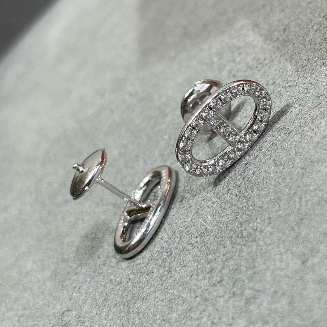 [Glow Jewelry]HM FULL DIAMOND PIG NOSE STUD EARRINGS