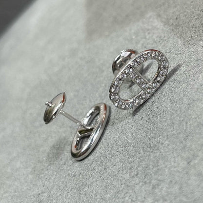 [Glow Jewelry]HM FULL DIAMOND PIG NOSE STUD EARRINGS