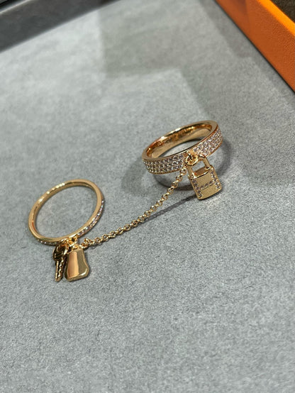 [Glow Jewelry]HM KELLY CLOCHETTE DOUBLE RING IN  WITH DIAMONDS