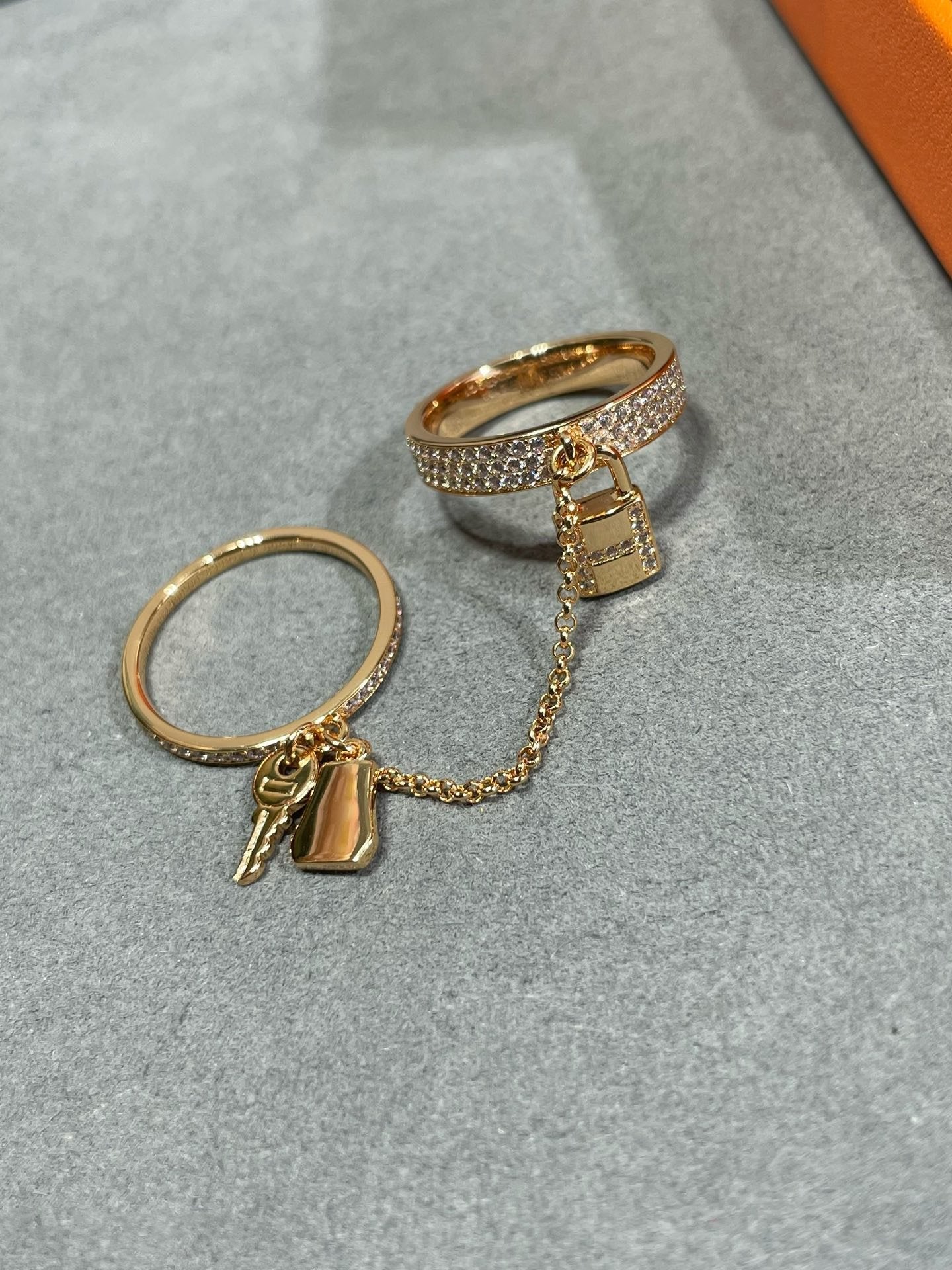 [Glow Jewelry]HM KELLY CLOCHETTE DOUBLE RING IN  WITH DIAMONDS