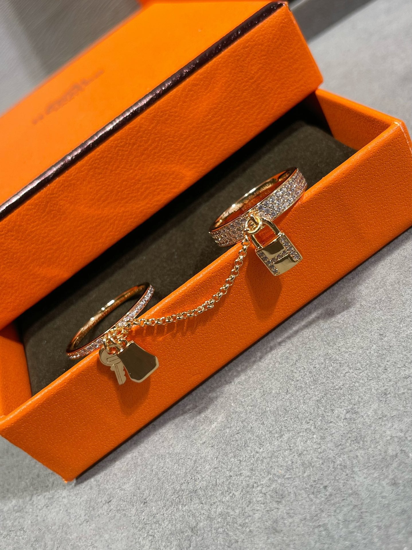 [Glow Jewelry]HM KELLY CLOCHETTE DOUBLE RING IN  WITH DIAMONDS