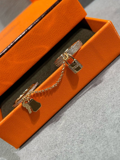 [Glow Jewelry]HM KELLY CLOCHETTE DOUBLE RING IN  WITH DIAMONDS