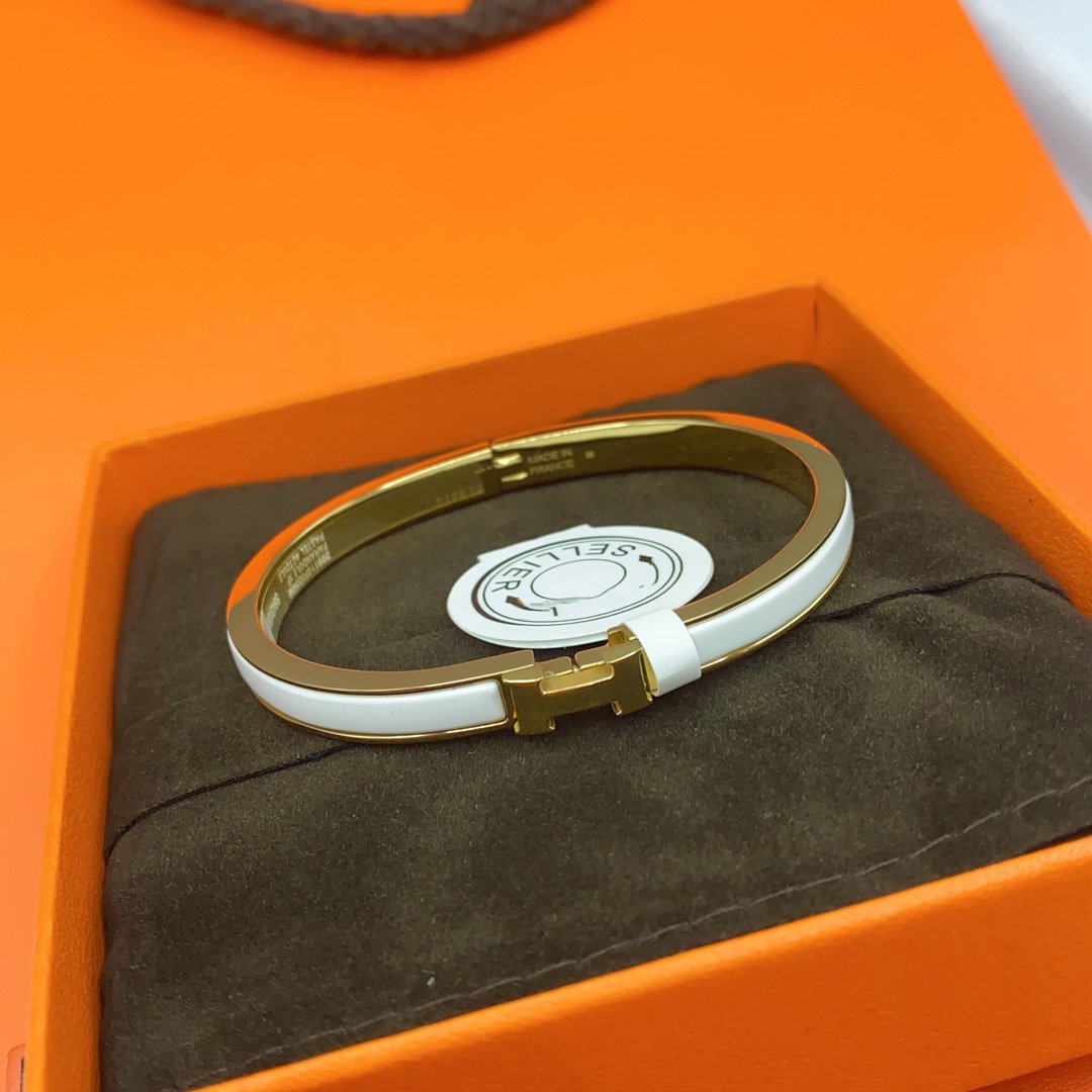 [Glow Jewelry]CLASSIC HM CLIC WHITE 8MM ENAMEL BRACELET