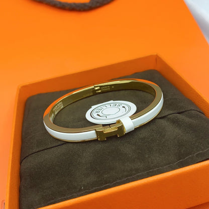 [Glow Jewelry]CLASSIC HM CLIC WHITE 8MM ENAMEL BRACELET