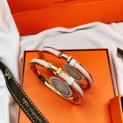 ®Glow Jewelry®クラシックHMクリック ピンク8MMエナメルブレスレット