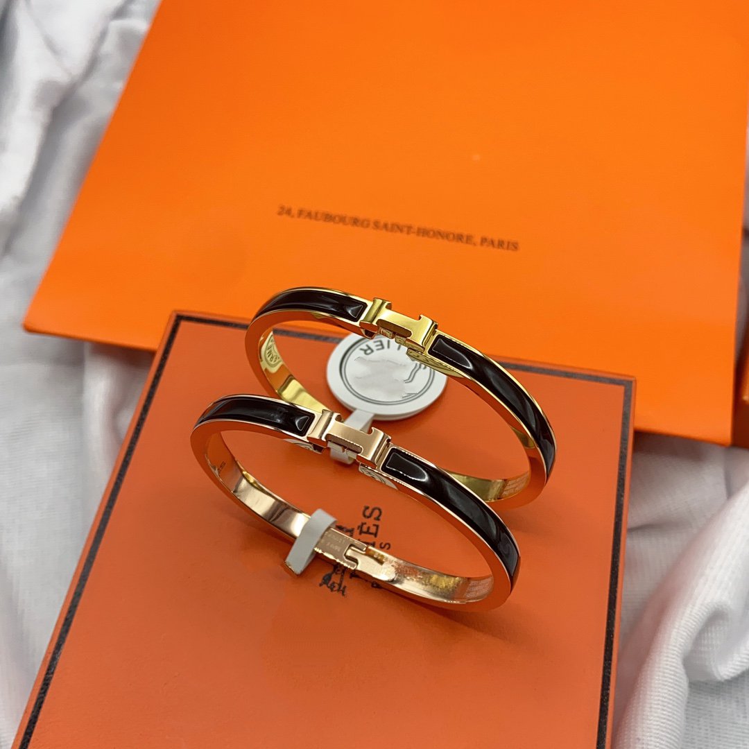 [Glow Jewelry]CLASSIC HM CLIC BLACK 8MM ENAMEL BRACELET