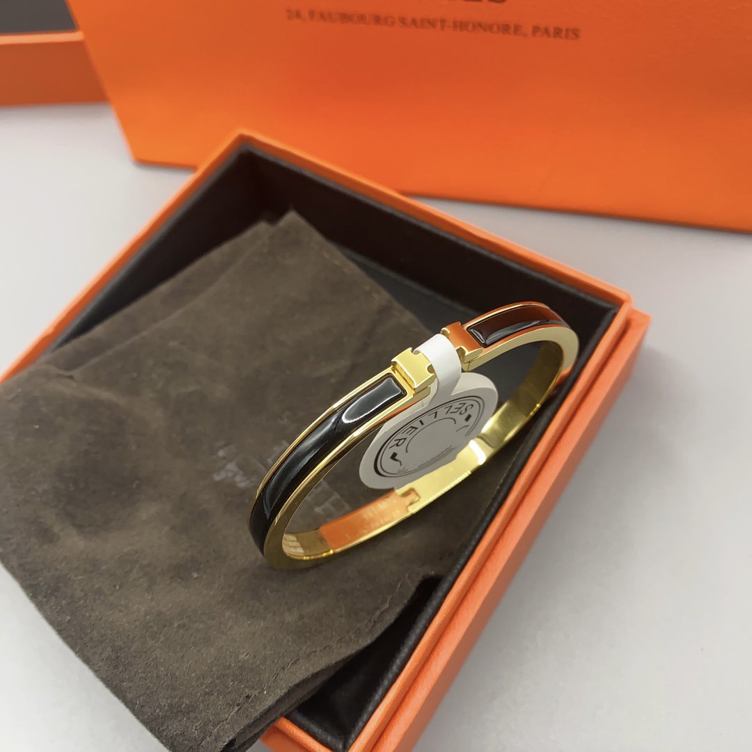 [Glow Jewelry]CLASSIC HM CLIC BLACK 8MM ENAMEL BRACELET