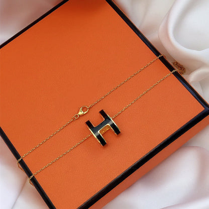 ¡®Glow Jewelry¡¯HM CLIC BLACK ENAMEL GOLD NECKLACE