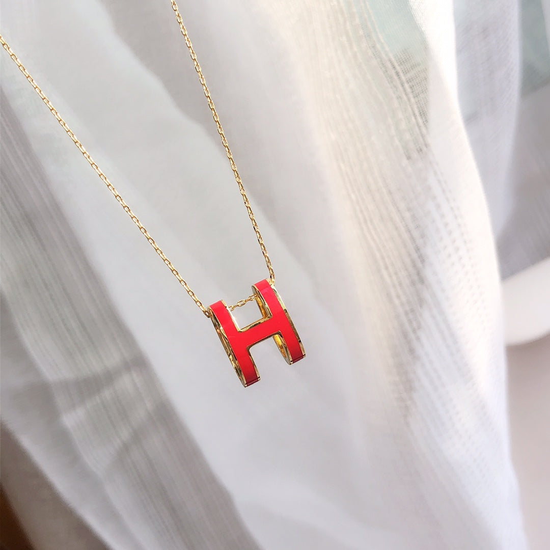 [Glow Jewelry]HM CLIC RED ENAMEL GOLD NECKLACE