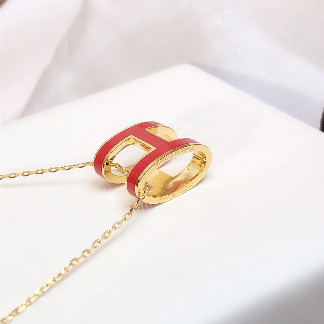 ¡®Glow Jewelry¡¯HM CLIC RED ENAMEL GOLD NECKLACE