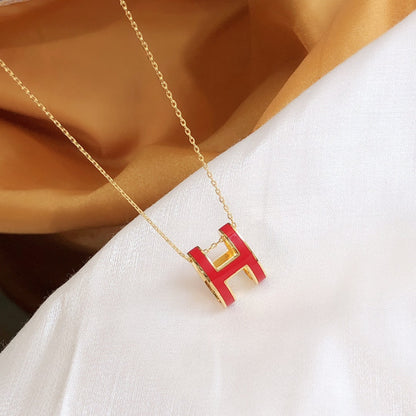 [Glow Jewelry]HM CLIC RED ENAMEL GOLD NECKLACE