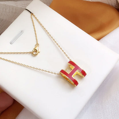 ¡®Glow Jewelry¡¯HM CLIC RED ENAMEL GOLD NECKLACE