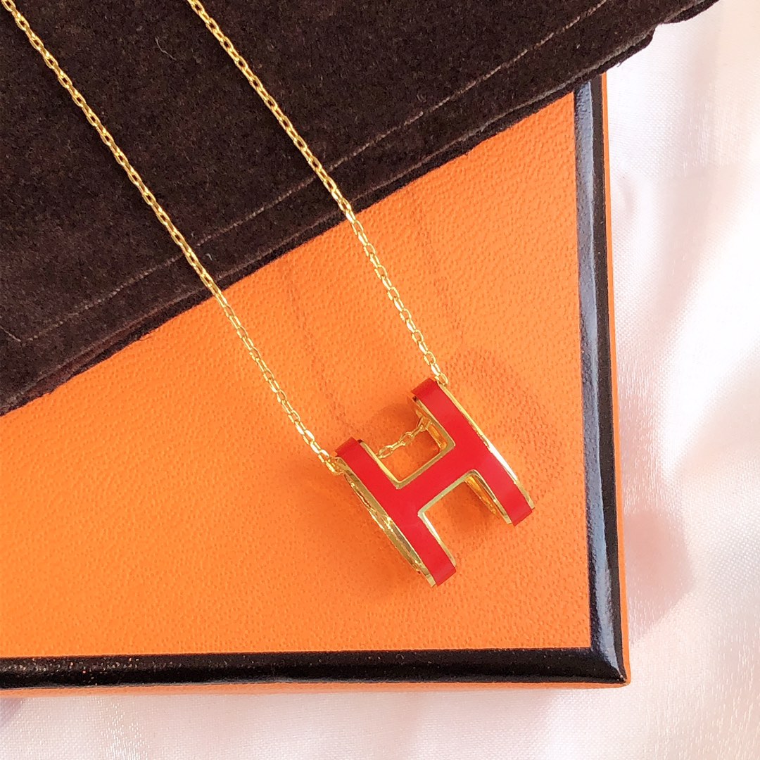 [Glow Jewelry]HM CLIC RED ENAMEL GOLD NECKLACE