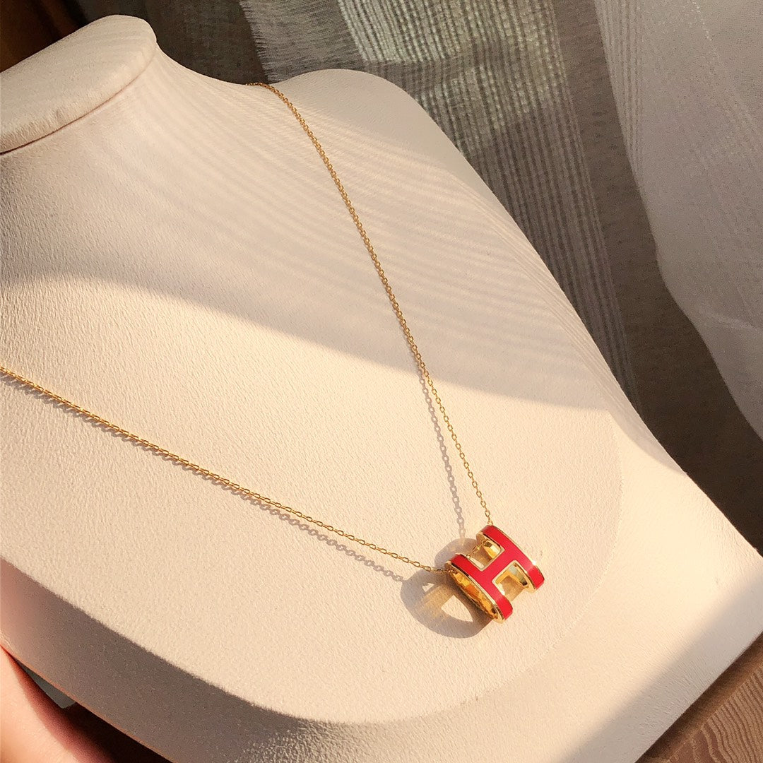 [Glow Jewelry]HM CLIC RED ENAMEL GOLD NECKLACE