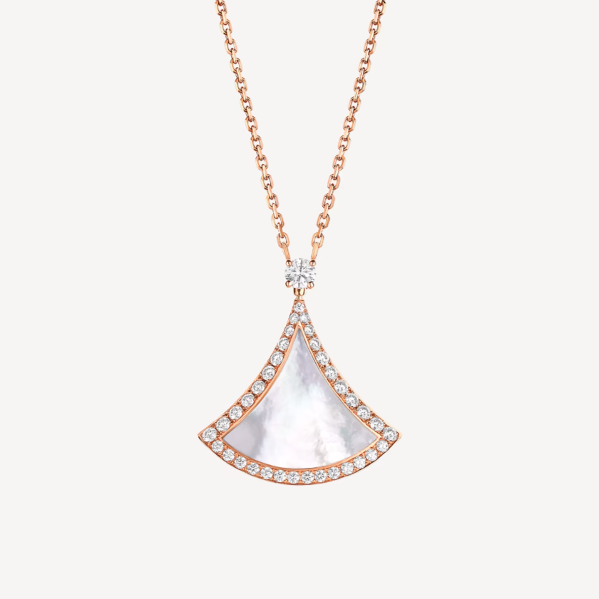 [Glow Jewelry]DREAM MOP DIAMOND PAVED PINK GOLD NECKLACE