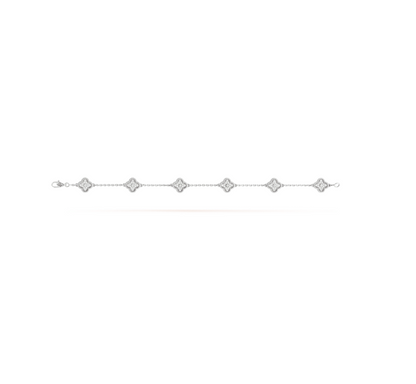„Glow Jewelry“ Kleeblatt-Armband mit 6 Motiven aus Silber und Diamanten