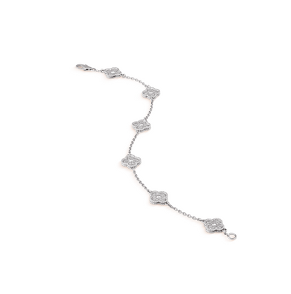 „Glow Jewelry“ Kleeblatt-Armband mit 6 Motiven aus Silber und Diamanten
