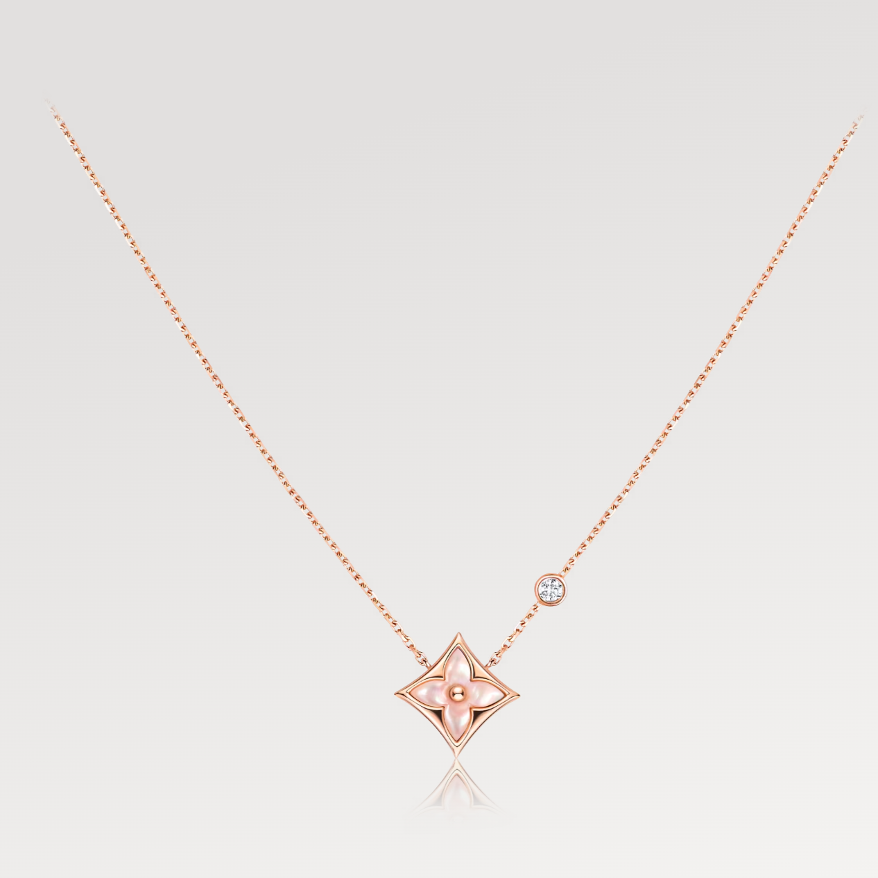 [Glow Jewelry]STAR PINK MOP 1 DIAMOND PINK GOLD NECKLACE