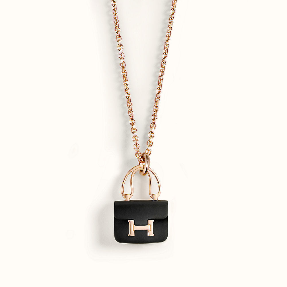 [Glow Jewelry]CONSTANCE BLACK PEDANT PINK GOLD NECKLACE