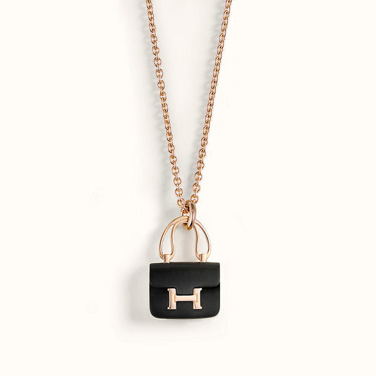 [Glow Jewelry]CONSTANCE BLACK PEDANT PINK GOLD NECKLACE