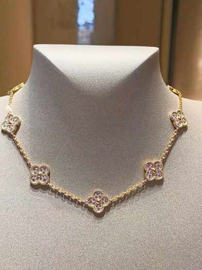 [Glow Jewelry Jewelry]CLOVER 10 MOTIFS  Gold Diamond  NECKLACE