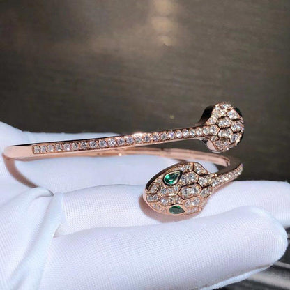 [Glow Jewelry]SERPENTI BRACELET PINK GOLD MALACHITE DIAMOND DOUBLE SNAKE