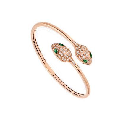 [Glow Jewelry]SERPENTI BRACELET PINK GOLD MALACHITE DIAMOND DOUBLE SNAKE