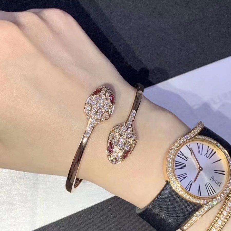 [Glow Jewelry]SERPENTI BRACELET PINK GOLD DIAMOND DOUBLE SNAKE