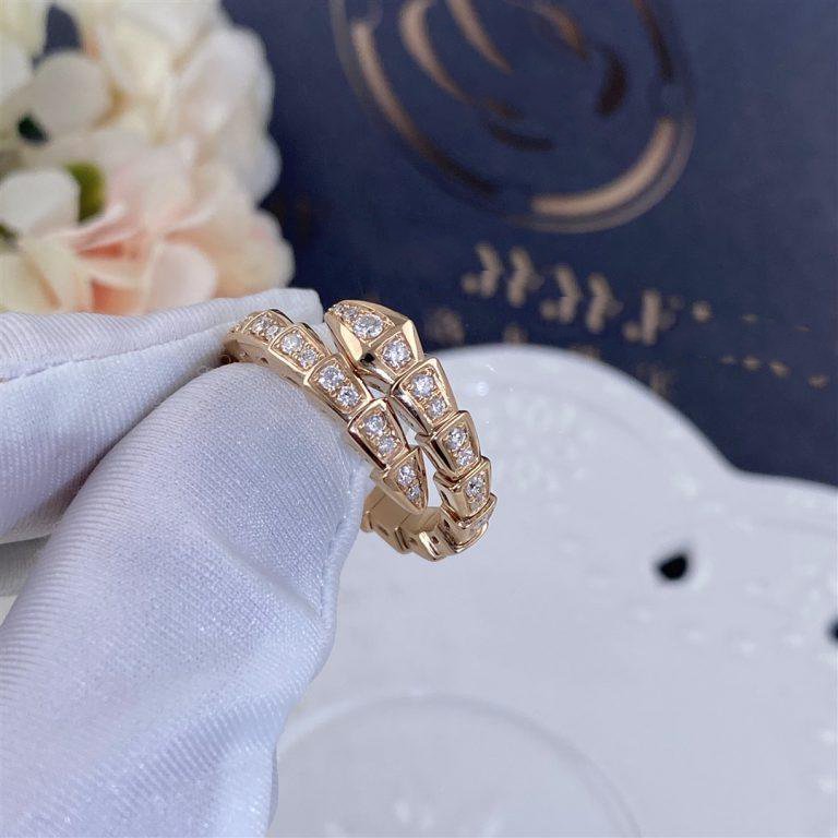 [Glow Jewelry]SERPENTI RING PINK GOLD DIAMOND PAVED 4MM