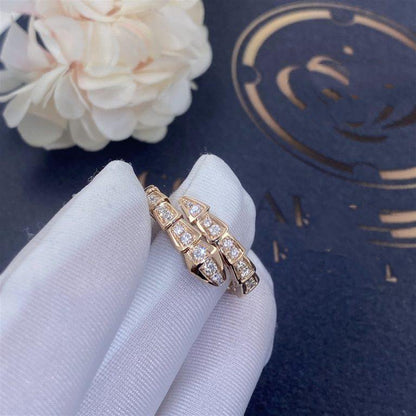 [Glow Jewelry]SERPENTI RING PINK GOLD DIAMOND PAVED 4MM