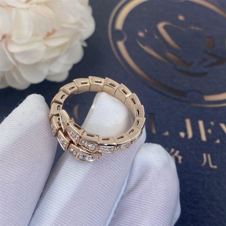 [Glow Jewelry]SERPENTI RING PINK GOLD DIAMOND PAVED 4MM