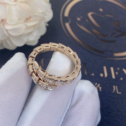 [Glow Jewelry]SERPENTI RING PINK GOLD DIAMOND PAVED 4MM