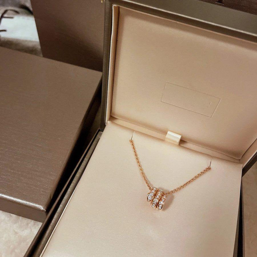 [Glow Jewelry]SERPENTI PINK GOLD NECKLACE DOUBLE RING DIAMOND