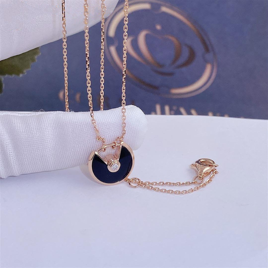 [Glow Jewelry]AMULETTE ROSE GOLD ONYX NECKLACE