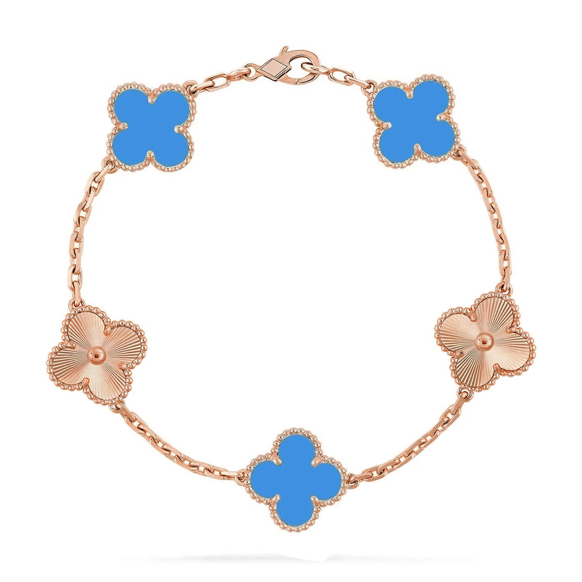 [Glow Jewelry]New CLOVER 5 MOTIF BLUE AGATE BRACELET COLLECTION