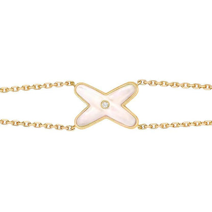 [Glow Jewelry]JEUX BRACELET WHITE MOP GOLD 1 DIAMOND