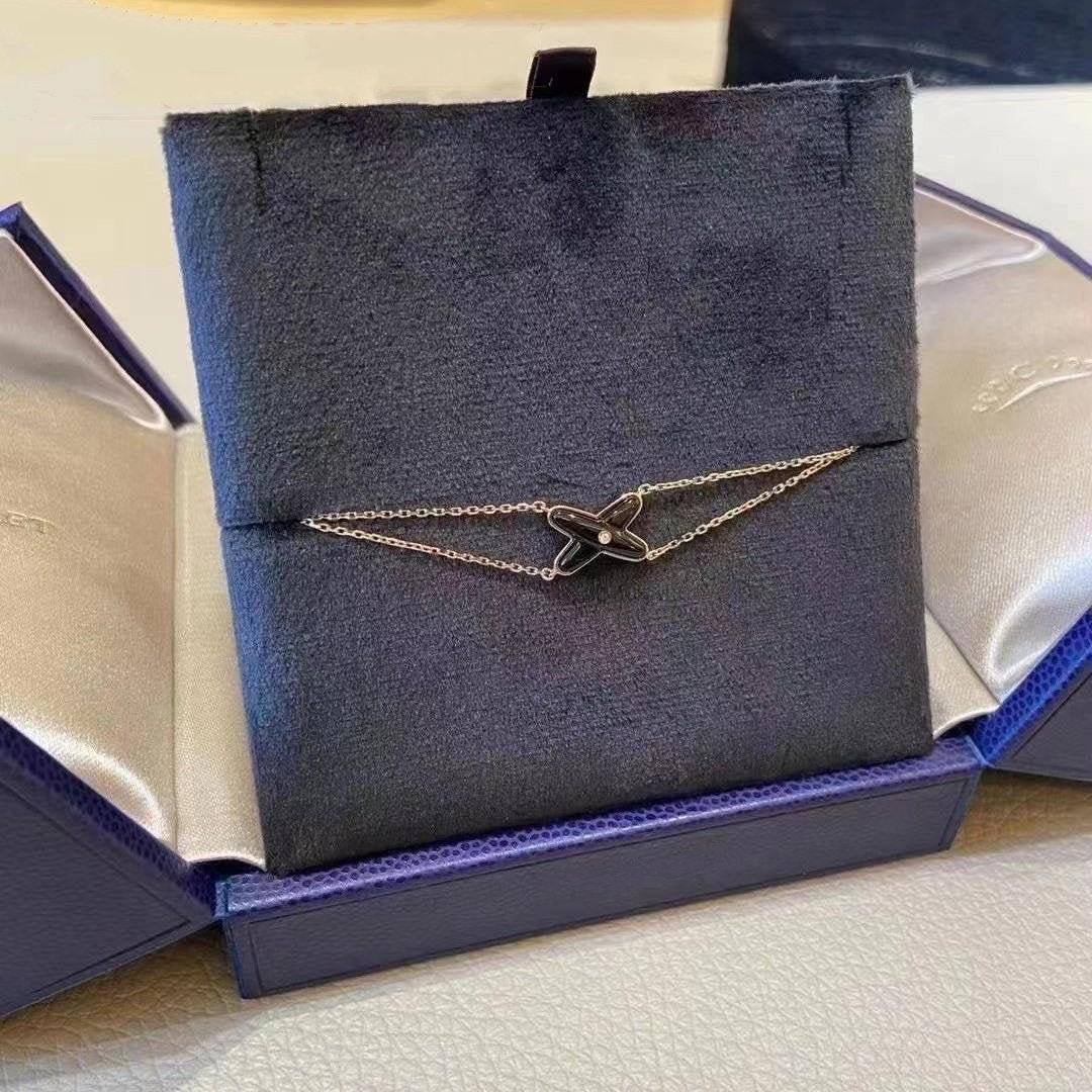 [Glow Jewelry]JEUX BRACELET ONYX PINK GOLD 1 DIAMOND
