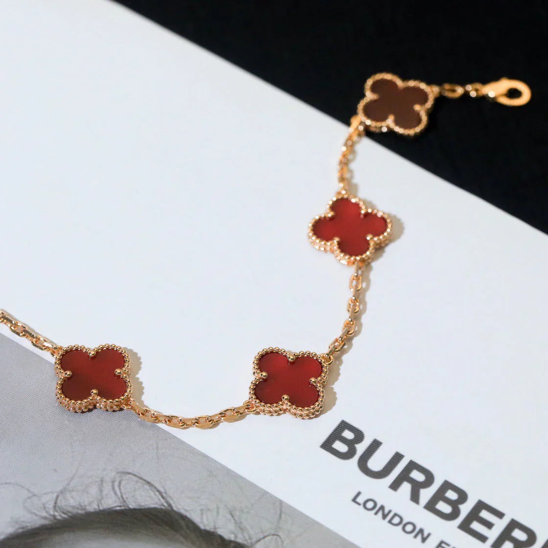 [Glow Jewelry]New  CLOVER 5 MOTIF RED CORNELIAN BRACELET COLLECTION
