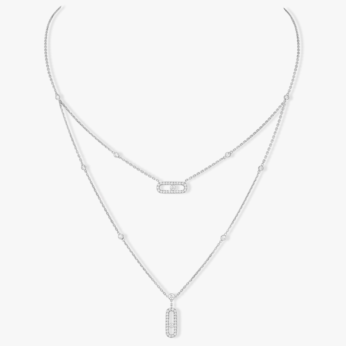 [Glow Jewelry]MOVE 2 ROW DIAMOND NECKLACE